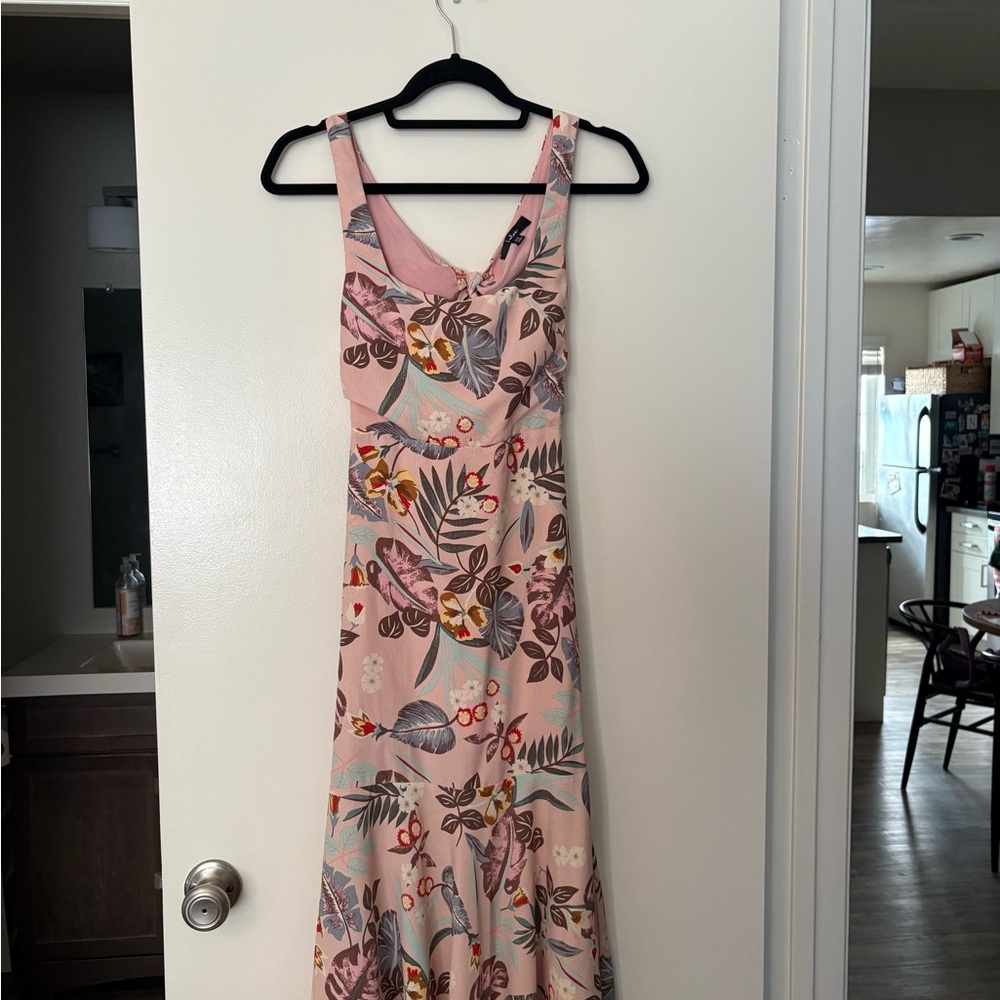 Lulu's Pink Floral Midi Dress